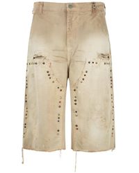 Satoshi Nakamoto - Danny's Carpenter Distressed Studded Shorts - Lyst
