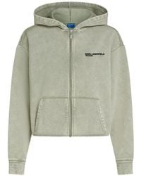 KARL LAGERFELD - Logo-Detail Washed Zip-Up Hoodie - Lyst