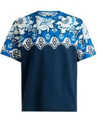 Etro - Cotton T-Shirt With Placed Floral Print - Lyst