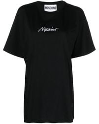 Moschino - T-Shirt En Coton À Logo Brodé - Lyst