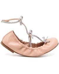 Rene Caovilla - Caterina Leather Ballerina Shoes - Lyst