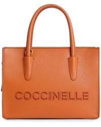 Coccinelle - Logo-Debossed Grained-Leather Tote Bag - Lyst
