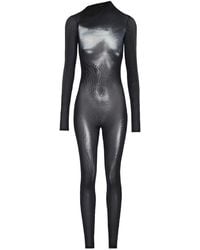 Jean Paul Gaultier - Mesh Jumpsuit Met Asymmetrische Kraag - Lyst