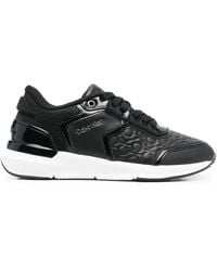 Calvin Klein - Leather Monogram-Pattern Sneakers - Lyst
