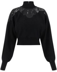 Twinset - Lace-Insert High-Neck Sweater - Lyst