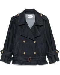 Self-Portrait - Denim Trench Jacket - Lyst