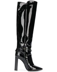 Saint Laurent - Patent-Leather Knee-High Boots - Lyst