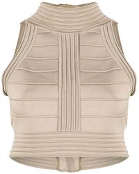 Balmain - Haut Crop À Détails De Coutures - Lyst