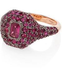 SHAY - 18Kt Rose Pavé Ruby Pinky Ring - Lyst