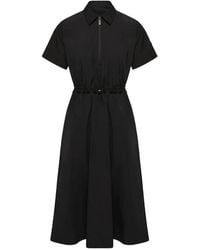 Moncler - Drawstring-Waist Zip-Up Midi Dress - Lyst