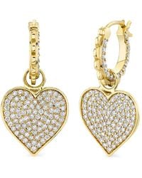 Sydney Evan - Pendientes Heart en oro amarillo de 14 ct con diamantes - Lyst