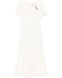 Roland Mouret - Pleated Knot-Detail Midi Dress - Lyst