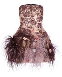 IMROSKA - 29 Spring Embellished Feather-Trim Mini Dress - Lyst