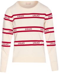 Liu Jo - Logo-intarsia Striped Sweater - Lyst