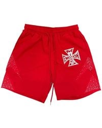 Mixed Emotions - Logo-Print Rhinestone-Embellished Shorts - Lyst