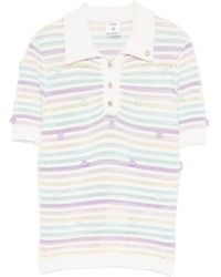 CASABLANCA - Striped Crochet Polo Shirt - Lyst