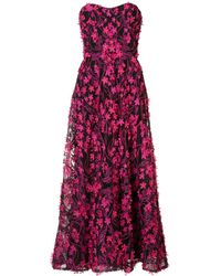 Marchesa notte Embroidered Floral-appliqu�d Gown - Roze
