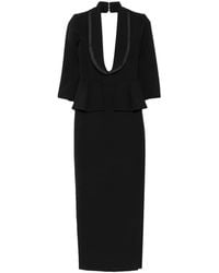 Elisabetta Franchi - Peplum-Waist Shawl-Lapel Dress - Lyst