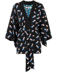 Diane von Furstenberg - Seiden-Kimono mit grafischem Print - Lyst