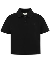 Saint Laurent - Logo-Embroidered Cropped Polo Top - Lyst