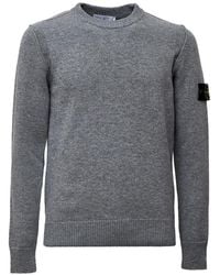 Stone Island - Logo-Patch Crew-Neck Wool Sweater - Lyst