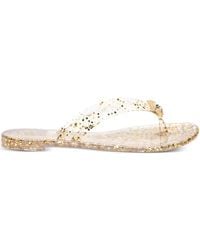 Casadei - Glitter-Embellished Flat Sandals - Lyst