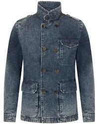 Moorer - Denim Jack Met Wassing En Knoop - Lyst