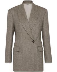 Brunello Cucinelli - Double-breasted Herringbone Blazer - Lyst