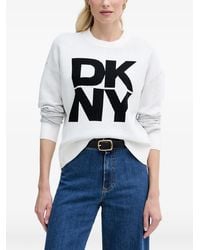DKNY - Logo-Detail Perforated-Knit Sweater - Lyst