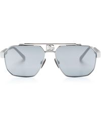 Dolce & Gabbana - Monogram-plaque Pilot-frame Sunglasses - Lyst
