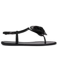Le Silla - Rose-Applique Flat Sandals - Lyst