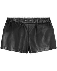 Versace - Leren Shorts Met Logopatch - Lyst