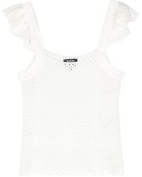 A.P.C. - Ruffle-detailed Open-knit Top - Lyst