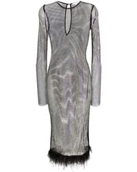 Patrizia Pepe - Rhinestone-Embellished Sheer Midi Dress - Lyst