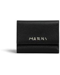 Marni - Logo Embroidered Leather Wallet - Lyst