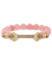 ANANYA - 18Kt Chakra Kunzite Quartz And Diamond Beaded Bracelet - Lyst