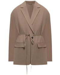 Brunello Cucinelli - Belted-Waist Notched-Lapel Jacket - Lyst