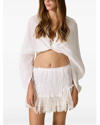 Pink - Lace-Trim Pleated Skirt - Lyst