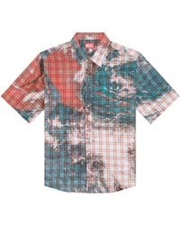 DIESEL - S-umbe-ssl-globe Checked Shirt With Planet Print - Lyst