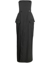 Ioana Ciolacu - Pinstripe-Pattern Bandeau-Style Maxi Dress - Lyst