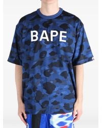 A Bathing Ape - Camouflage-Print Logo-Print T-Shirt - Lyst