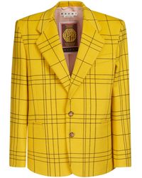 Marni - Checked Single-Breasted Wool Blazer - Lyst