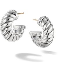 David Yurman - Sterling Silver Sculpted Cable Shrimp Earrings - Lyst