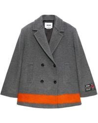 MSGM - Contrasting-band Double-breasted Coat - Lyst