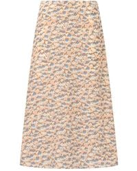 Marni - Crêpe De Chine Fluid Skirt With Anemones Print - Lyst