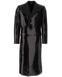 Dolce & Gabbana - Sequin-Embellished Double-Breasted Silk-Blend Coat - Lyst