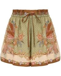 Zimmermann - Indra Printed Silk Shorts - Lyst