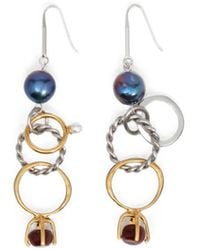 Bimba Y Lola - Ring Earrings With Pearls And Crystals - Lyst