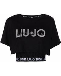 Liu Jo - Logo-Print Cropped T-Shirt - Lyst