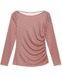 Maliparmi - Micro-Print Gathered-Side Long-Sleeved T-Shirt - Lyst
